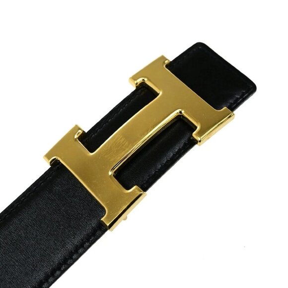HERMES H Logo Constance Reversible Buckle Belt Leather #65 Black Brown 89YH155 - Picture 13 of 13